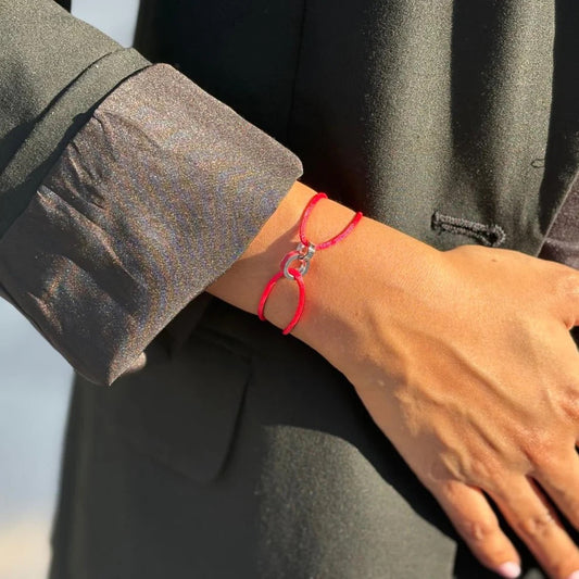 WEWA RED CORD RED CHIP BRACELET SILVER