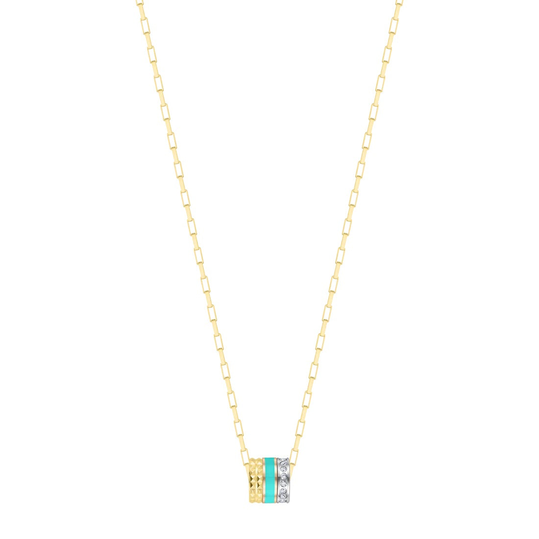 WEWA TUBE TURQUOISE CHIP WITH ZIRCONIA NECKLACE