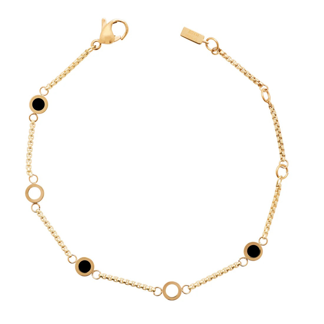 NEW WAVE BLACK AND WHITE 5 CHIP BRACELET GOLD