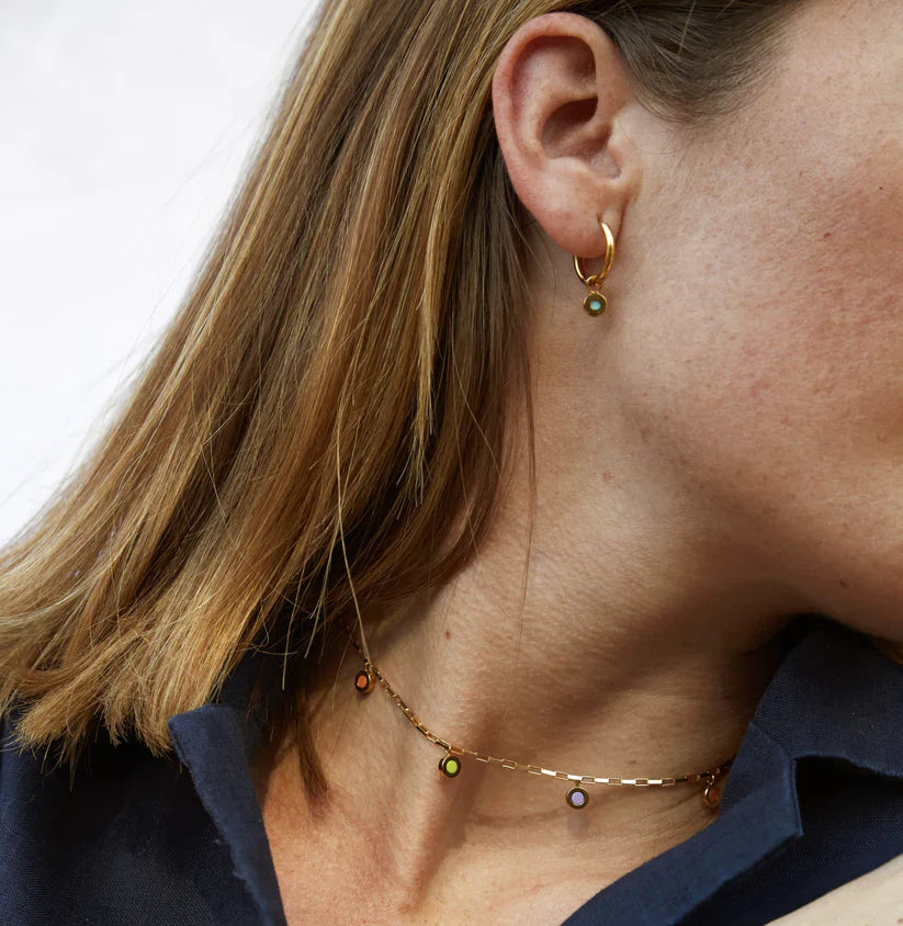 NEW WAVE HANGING 5 CHIPS TURQUOISE NECKLACE