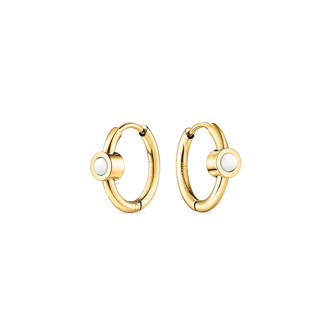 NEW WAVE HUGGIES WHITE CHIP EARINGS