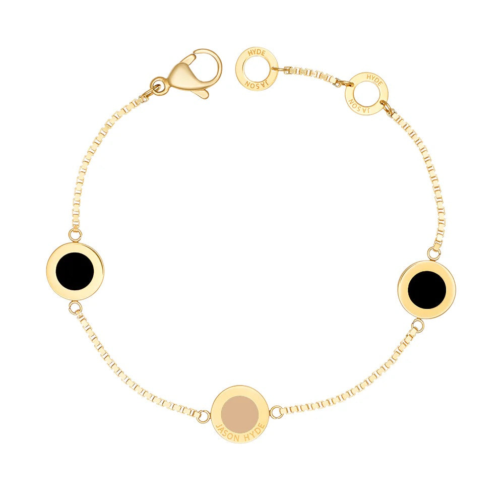 OCEAN BLACK AND BEIGE CHIPS TRIO BRACELET GOLD