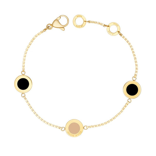 OCEAN BLACK AND BEIGE CHIPS TRIO BRACELET GOLD