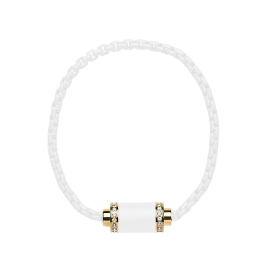 THALASSA WHITE CHAIN WHITE CHIP WITH GOLD ZIRCONIA MAGNET