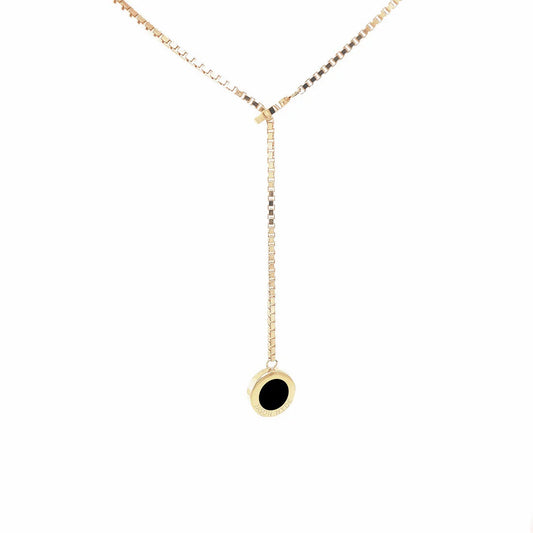 OCEAN BLACK CHIP LARIAT SILVER