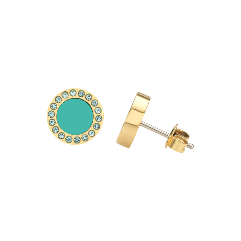 OCEAN TURQUOISE CHIP WITH COLORED ZIRCONIA EARRINGS