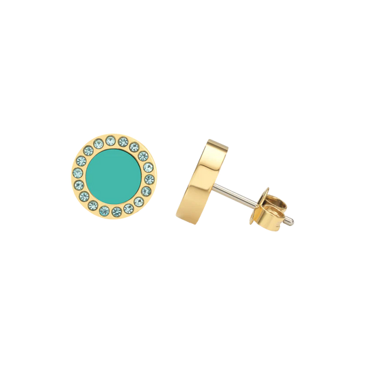 OCEAN TURQUOISE CHIP WITH COLORED ZIRCONIA EARRINGS