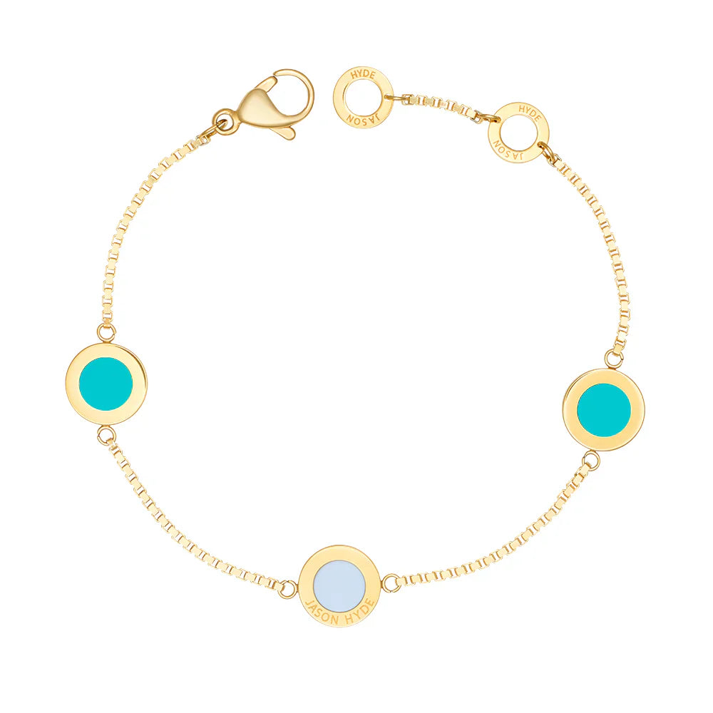 OCEAN TURQUOISE AND WHITE CHIPS TRIO BRACELET GOLD