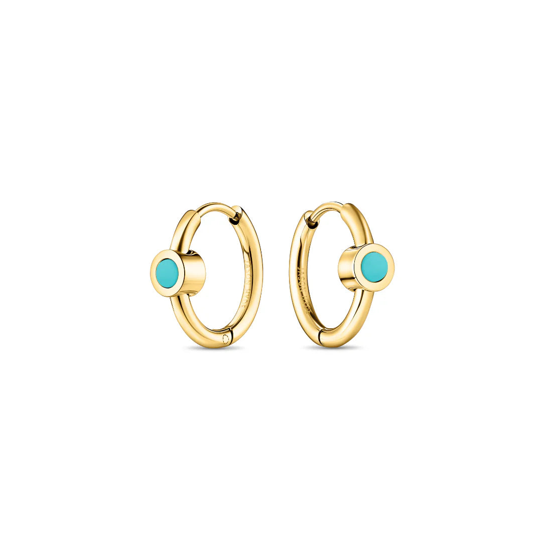 NEW WAVE HUGGIES TURQUOISE CHIP EARINGS