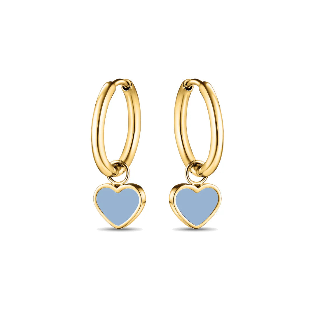 AMARE HOOPS HANGING POWDER BLUE GOLD
