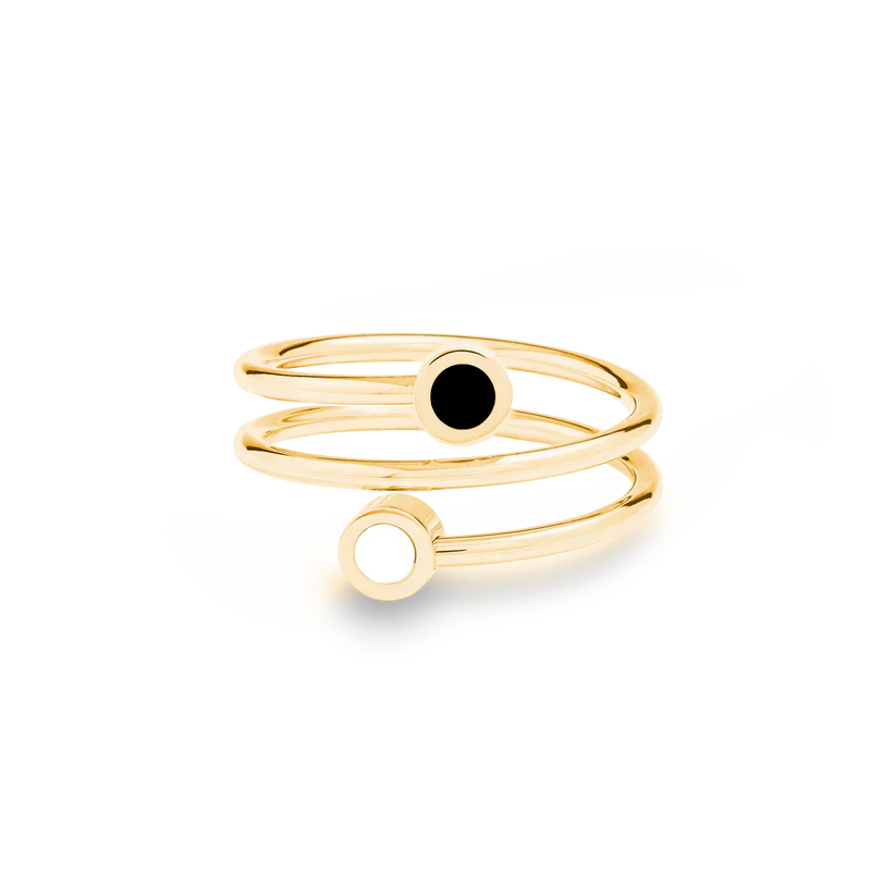 NEW WAVE BLACK AND WHITE CHIP DOUBLE RING