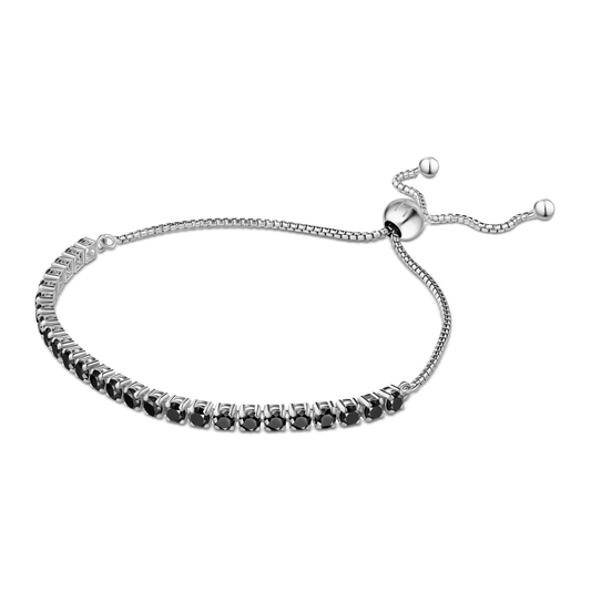 BRACELET ITALY HALF TENNIS BLACK STONE SILVER