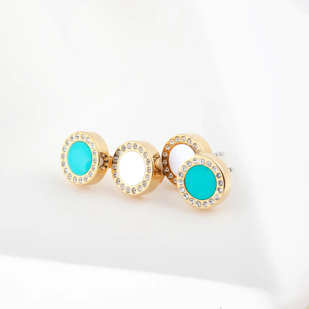OCEAN WHITE CHIP WITH ZIRCONIA EARRINGS GOLD
