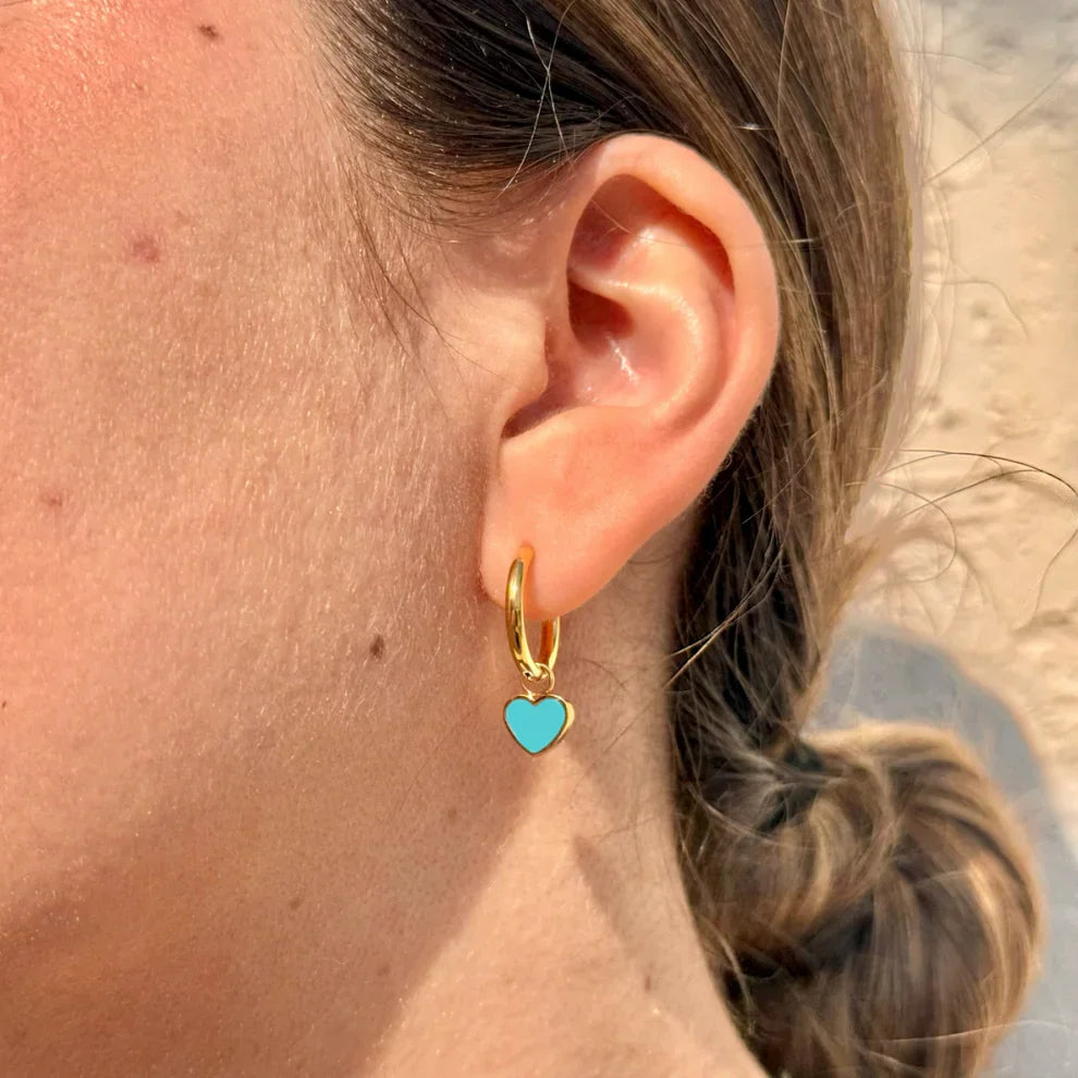 AMARE HOOPS HANGING TURQUOISE CHIP GOLD