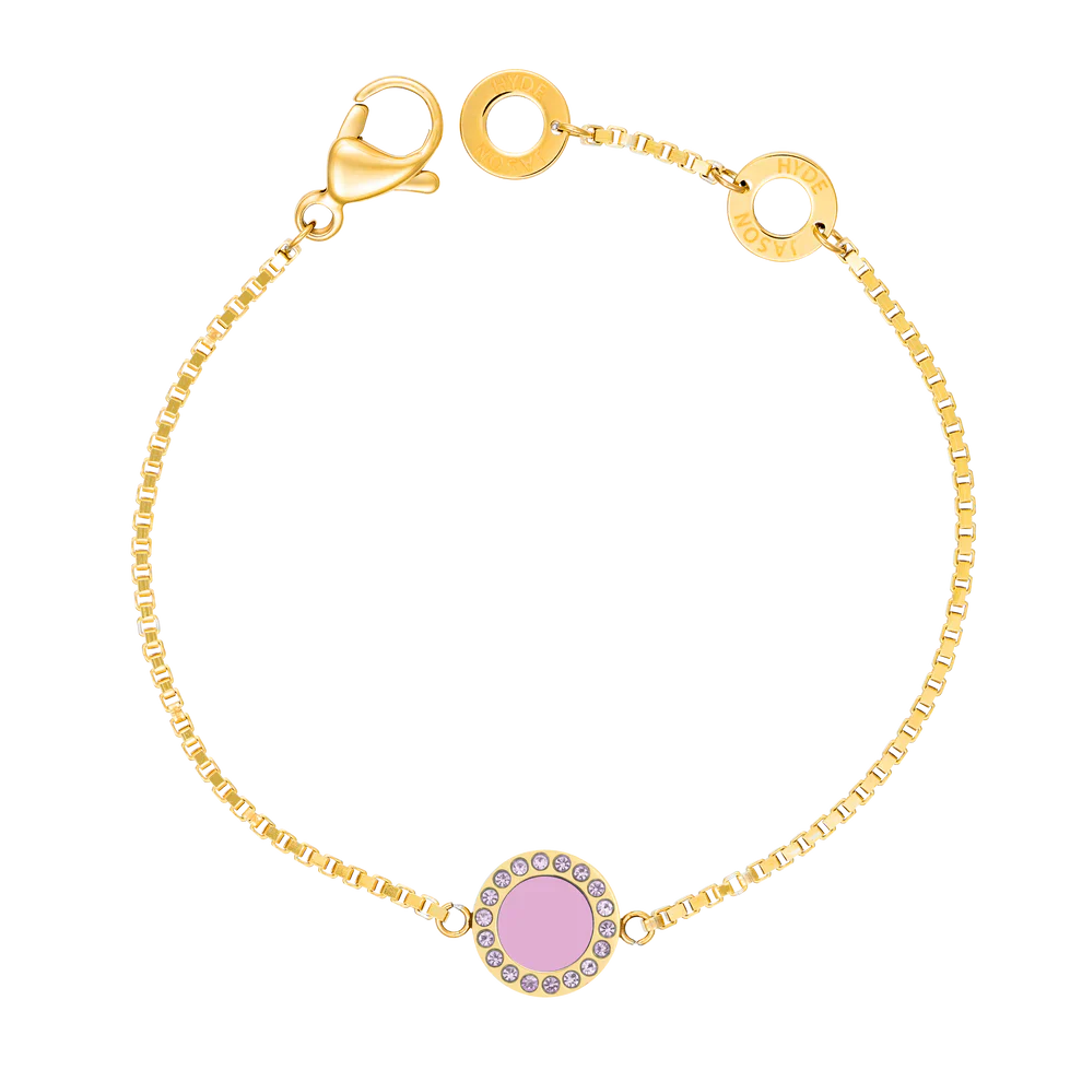 OCEAN FONDANT PINK CHIP WITH COLORED ZIRCONIA BRACELET GOLD