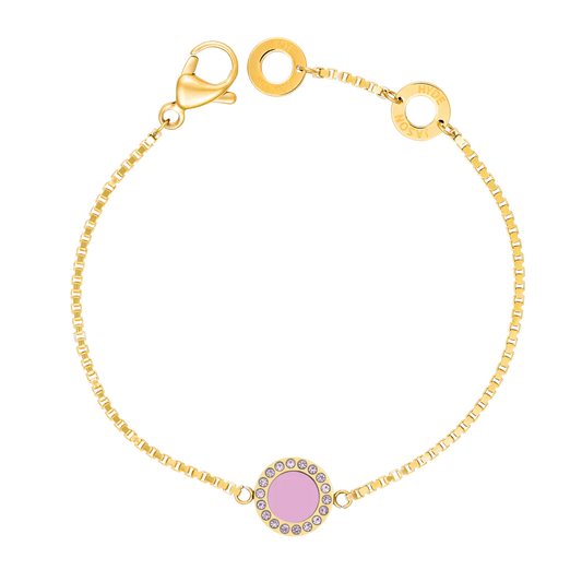 OCEAN FONDANT PINK CHIP WITH COLORED ZIRCONIA BRACELET GOLD