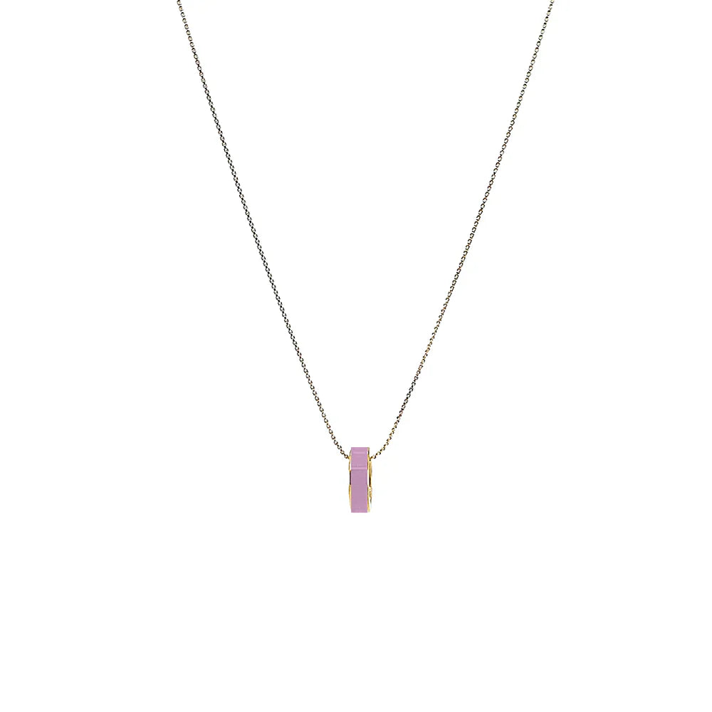 WEWA FONDANT PINK CIRCLE CHIP NECKLACE SILVER