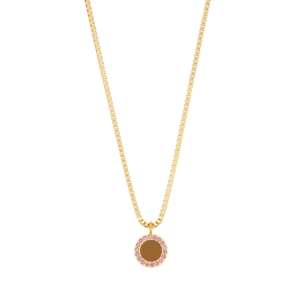 OCEAN NUTHELL CHIP WITH COLORED ZIRCONIA NECKLACE
