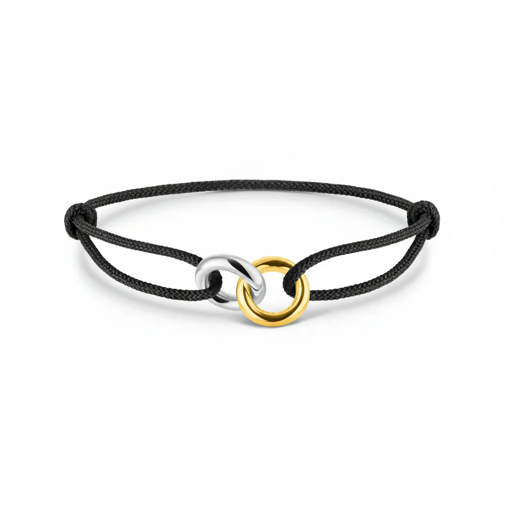 BRACELET SAYNA BLACK CORD SILVER/GOLD