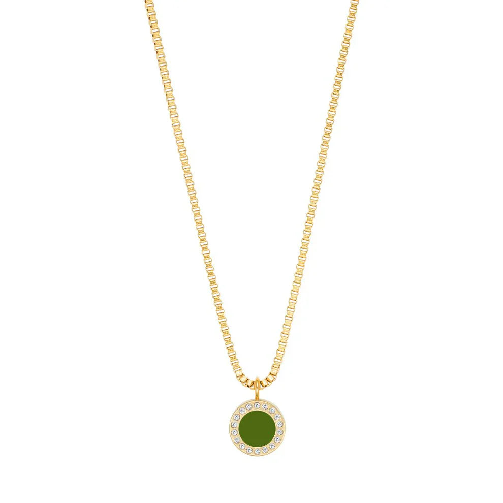 OCEAN OLIVE GREEN CHIP WITH ZIRCONIA NECKLACE