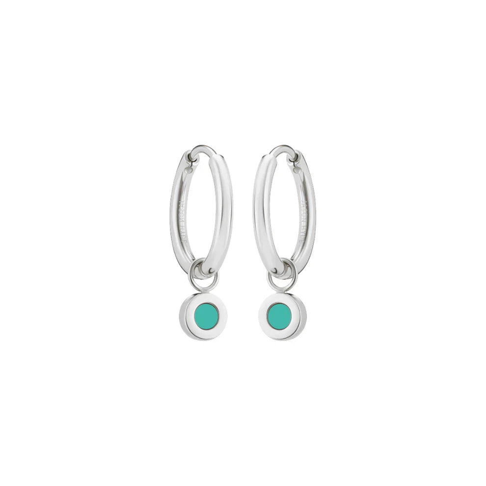 NEW WAVE HOOPS HANGING TURQUOISE CHIP SS