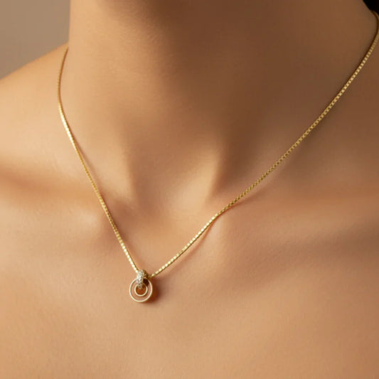 NEREIDA NUTSHELL CHIP WITH ZIRCONIA NECKLACE