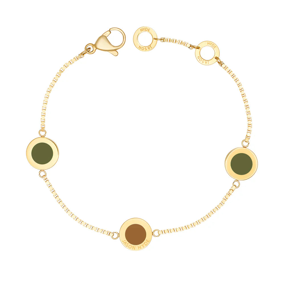 OCEAN OLIVE GREEN AND NUTSHELL CHIPS TRIO BRACELET