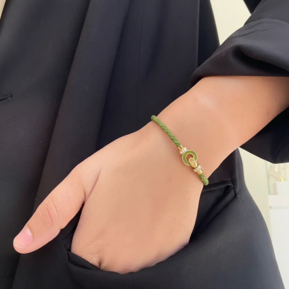 NEREIDA CORD WITH ZIRCONIA OLIVE GREEN