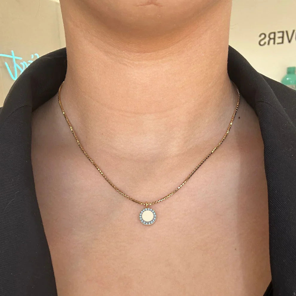OCEAN CAPPUCCINO CHIP WITH ZIRCONIA NECKLACE