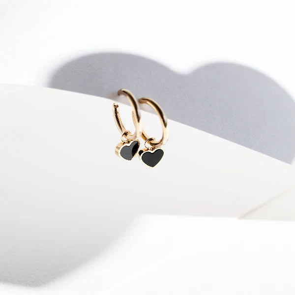 AMARE HOOPS HANGING BLACK CHIP GOLD