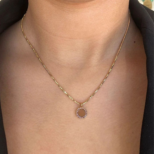 OCEAN NUTHELL CHIP WITH COLORED ZIRCONIA NECKLACE