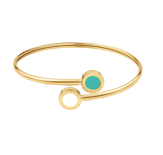 OCEAN TURQUOISE AND WHITE CHIPS BANGLE GOLD