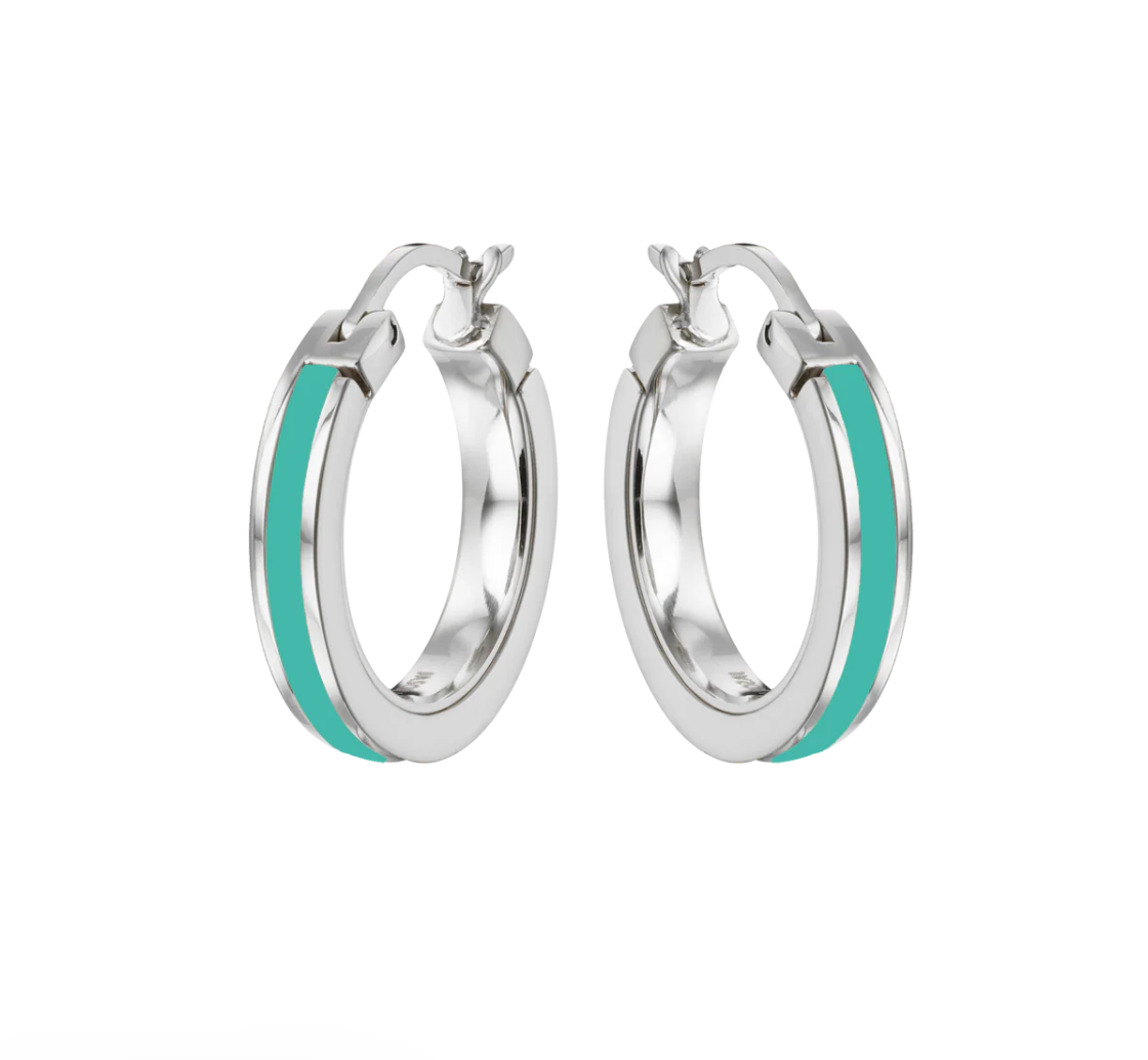 WEWA SINGLE TURQUOISE HOOPS SILVER