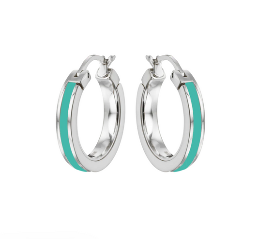 WEWA SINGLE TURQUOISE HOOPS SILVER