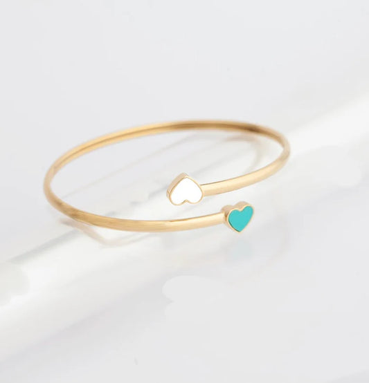 AMARE TURQUOISE AND WHITE CHIPS BANGLE GOLD