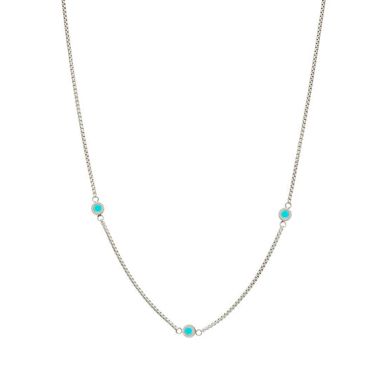 NEW WAZE TURQUOISE 3 CHIP NECKLACE SILVER