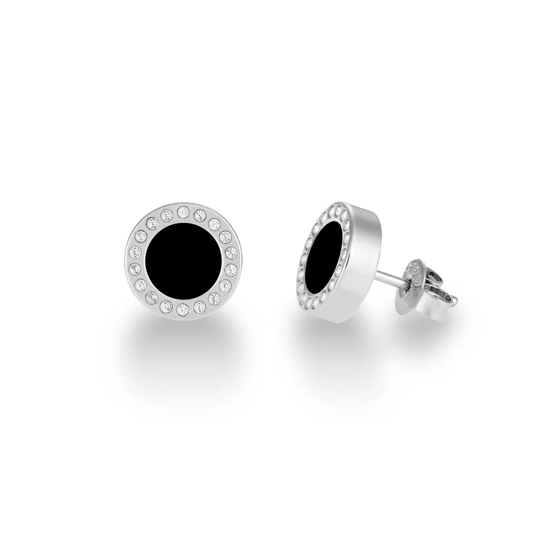 OCEAN BLACK CHIP WITH ZIRCONIA EARINGS SILVER