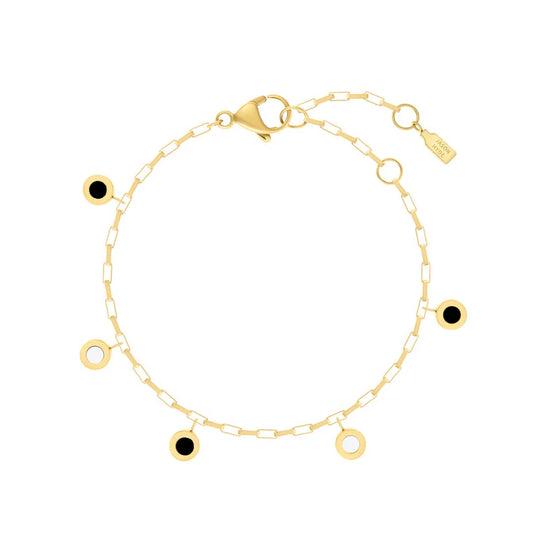 NEW WAVE HANGING 5 CHIP BLACK AND WHITE BRACELET GOLD
