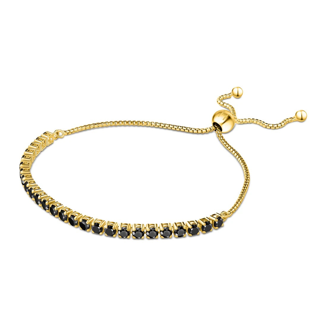 BRACELET ITALY HALF TENNIS BLACK STONE GOLD