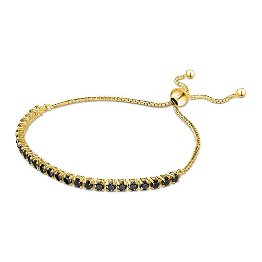 BRACELET ITALY HALF TENNIS BLACK STONE GOLD