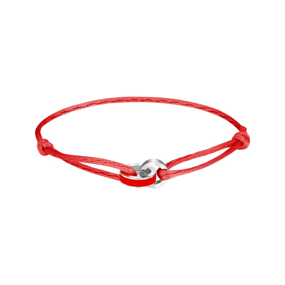 WEWA RED CORD RED CHIP BRACELET SILVER