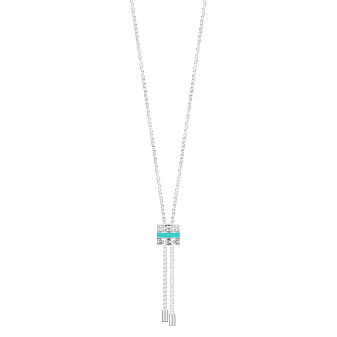 WEWA BOLO TIE TUBE TURQUOISE WITH ZIRCONIA NECKLACE SILVER