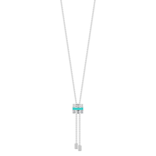 WEWA BOLO TIE TUBE TURQUOISE WITH ZIRCONIA NECKLACE SILVER