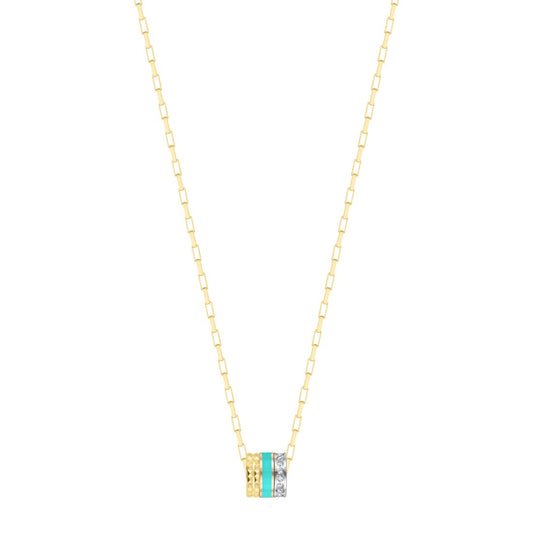 WEWA TUBE TURQUOISE CHIP WITH ZIRCONIA NECKLACE