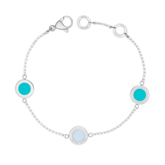 OCEAN TURQUOISE AND WHITE CHIPS TRIO BRACELET SILVER