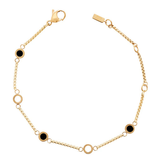 NEW WAVE BLACK AND WHITE 5 CHIP BRACELET GOLD