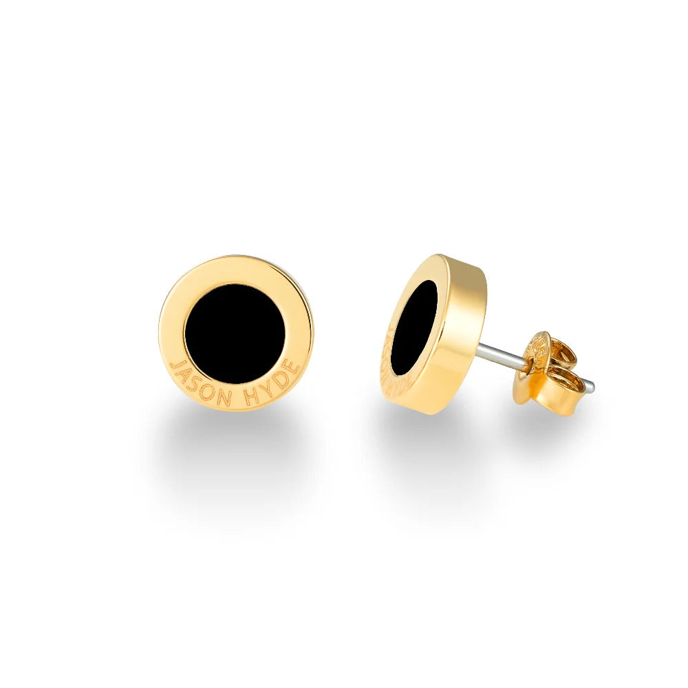 OCEAN BLACK CHIP EARINGS GOLD