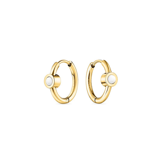 NEW WAVE HUGGIES WHITE CHIP EARINGS