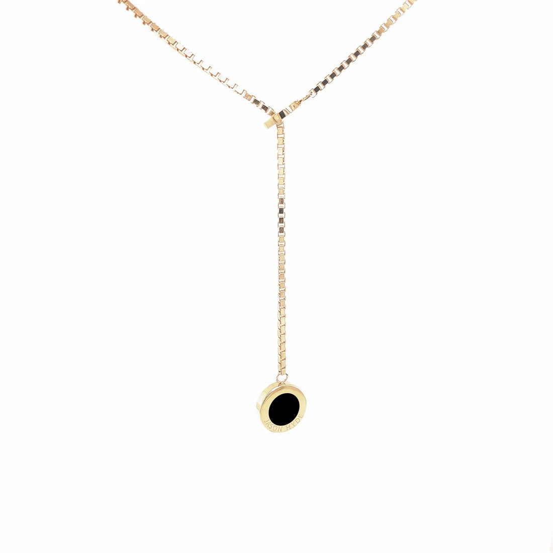 OCEAN BLACK CHIP LARIAT SILVER