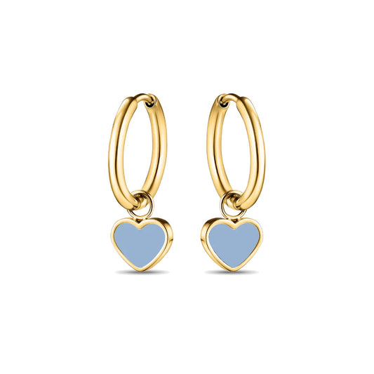 AMARE HOOPS HANGING POWDER BLUE GOLD